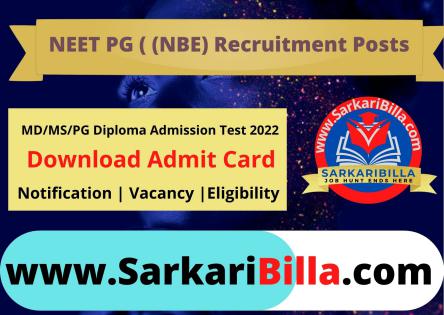  NEET PG Entrance Exam 2022 Admit Card