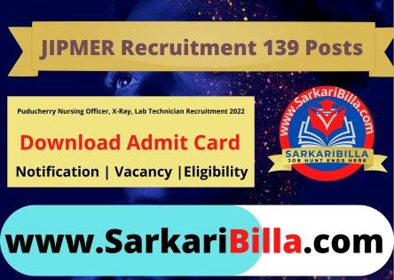 JIPMER Nursing Officer Technician 2022 Admit Card